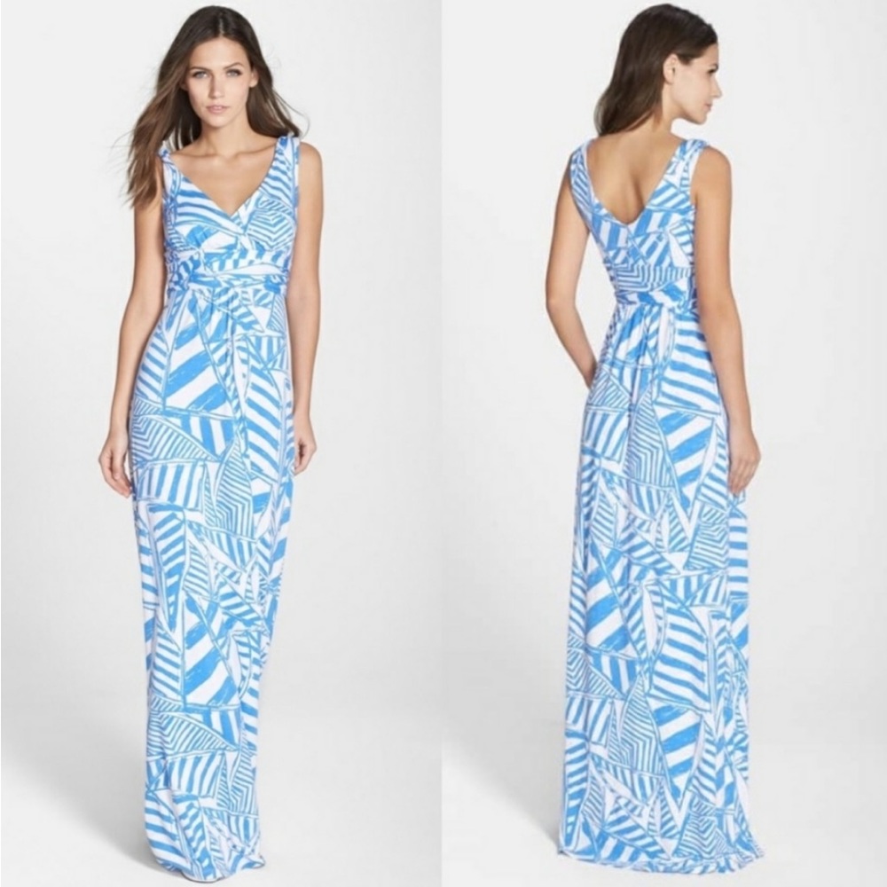 Lilly Pulitzer Blue and White Maxi Dress